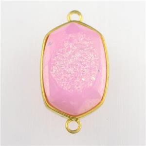 pink Druzy Agate oval connector, approx 14-20mm [GM11580]