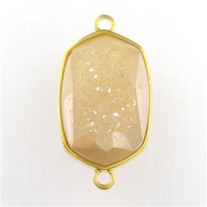 gold champagne Druzy Agate oval connector, approx 14-20mm [GM11582]