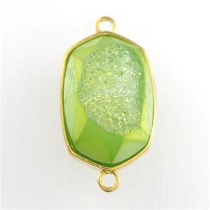 green Druzy Agate oval connector, approx 14-20mm [GM11583]