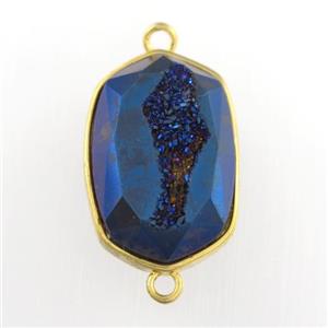 blue Druzy Agate oval connector, approx 14-20mm [GM11584]