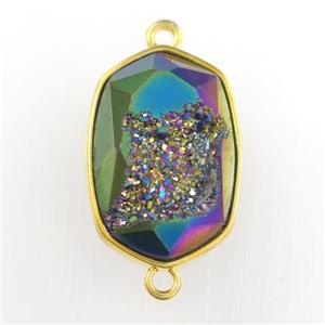 rainbow Druzy Agate oval connector, approx 14-20mm [GM11585]