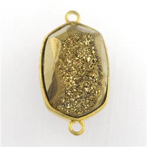 golden Druzy Agate oval connector, approx 14-20mm [GM11587]