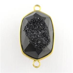 black Druzy Agate oval connector, approx 14-20mm [GM11588]