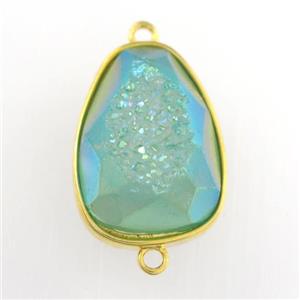 peacock green Druzy Agate teardrop connector, approx 15-20mm [GM11591]