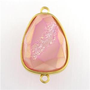 pink Druzy Agate teardrop connector, approx 15-20mm [GM11592]