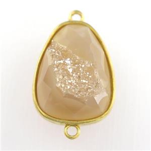 gold champagne Druzy Agate teardrop connector, approx 15-20mm [GM11594]