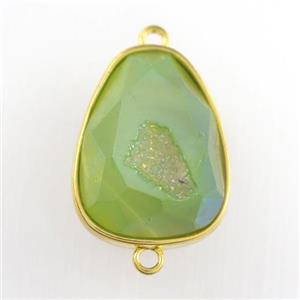 green Druzy Agate teardrop connector, approx 15-20mm [GM11595]