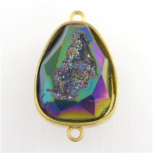 rainbow Druzy Agate teardrop connector, approx 15-20mm [GM11596]
