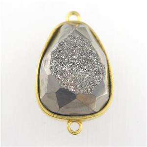 silver Druzy Agate teardrop connector, approx 15-20mm [GM11597]