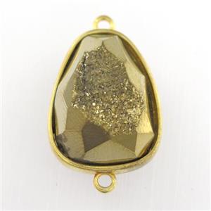gold Druzy Agate teardrop connector, approx 15-20mm [GM11598]