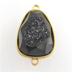 black Druzy Agate teardrop connector, approx 15-20mm [GM11599]