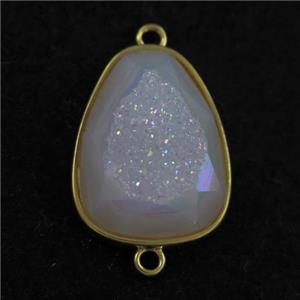 white AB-color Druzy Agate teardrop connector, approx 15-20mm [GM11600]