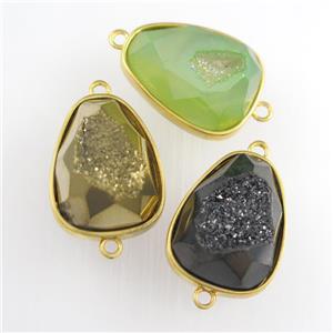 mixed color Druzy Agate teardrop connector, approx 15-20mm [GM11601]