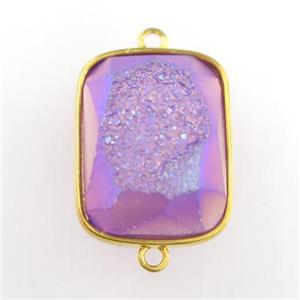 purple Druzy Agate rectangle connector, approx 16-20mm [GM11604]