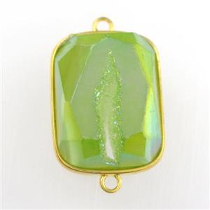 green Druzy Agate rectangle connector, approx 16-20mm [GM11606]