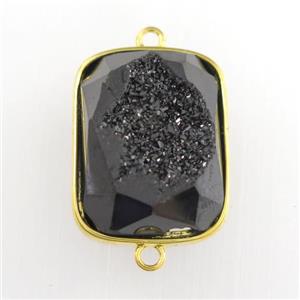 black Druzy Agate rectangle connector, approx 16-20mm [GM11610]
