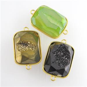 mixed color Druzy Agate rectangle connector, approx 16-20mm [GM11612]