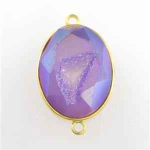 purple Druzy Agate oval connector, approx 15-20mm [GM11615]