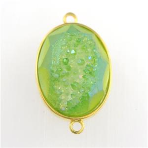 green Druzy Agate oval connector, approx 15-20mm [GM11616]