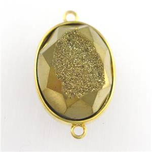 gold Druzy Agate oval connector, approx 15-20mm [GM11620]