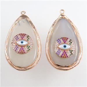 gray agate teardrop pendant, rose gold, approx 25-40mm [GM11629]