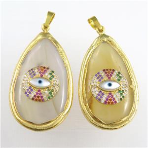 agate teardrop pendant, gold plated, approx 25-40mm [GM11630]