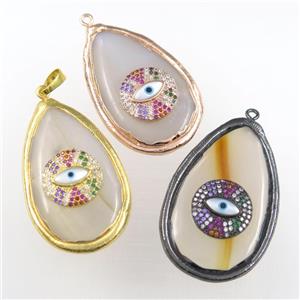 mixed agate teardrop pendant, approx 25-40mm [GM11632]