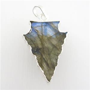 Labradorite pendant, arrowhead, silver plated, approx 18-30mm [GM11646-L]
