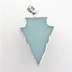 Amazonite pendant, arrowhead, silver plated, approx 15-20mm [GM11647-S]