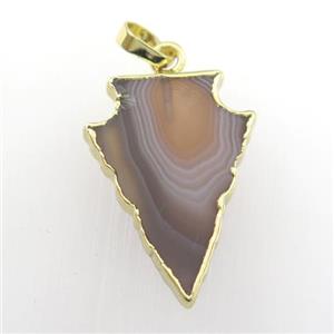 botswana Agate pendant, arrowhead, gold plated, approx 18-30mm [GM11654-L]