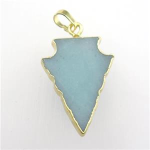 Amazonite pendant, arrowhead, gold plated, approx 15-20mm [GM11657-S]