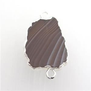 Botswana Agate connector, berry, sivler plated, approx 13-18mm [GM11662]