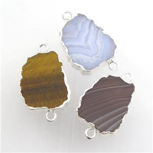mixed gemstone connector, berry, sivler plated, approx 13-18mm [GM11665]