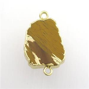 yellow Tiger eye stone connector, berry, gold plated, approx 13-18mm [GM11667]