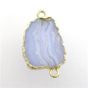 blue lace agate connector, berry, gold plated, approx 13-18mm [GM11668]