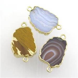 mixed gemstone connector, berry, gold plated, approx 13-18mm [GM11669]
