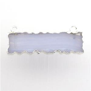 blue lace agate pendant with 2loops, rectangle, silver plated, approx 8-30mm [GM11670]