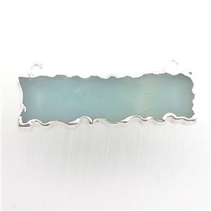 amazonite pendant, rectangle, silver plated, approx 8-30mm [GM11671]