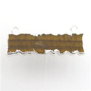 tiger eye stone pendant, rectangle, silver plated, approx 8-30mm [GM11673]