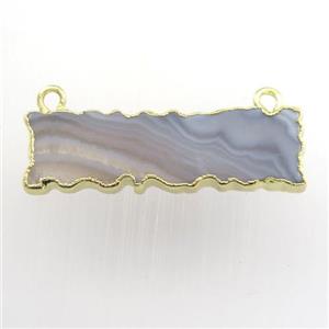 blue lace agate pendant, rectangle, gold plated, approx 8-30mm [GM11675]