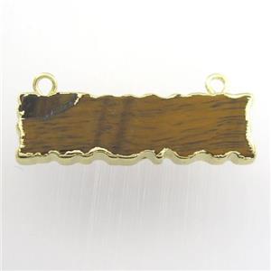 yellow Tiger eye stone pendant, rectangle, gold plated, approx 8-30mm [GM11678]