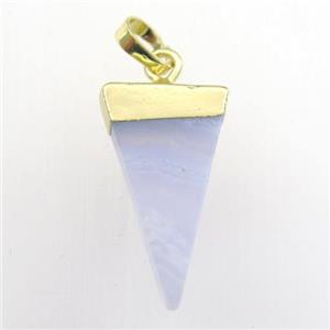 blue lace agate pendant, triangle, gold plated, approx 12-22mm [GM11688]