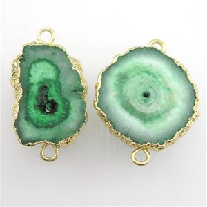 green Solar Druzy Quartz connector, freeform, gold plated, approx 15-30mm [GM11693]