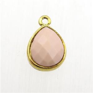 pink dye Coral pendant, teardrop, gold plated, approx 9-11mm [GM11738]