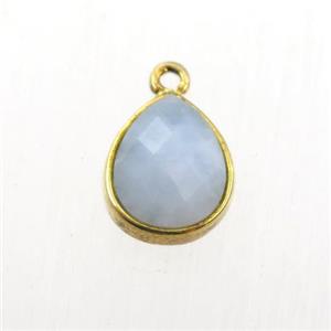Aquamarine pendant, teardrop, gold plated, approx 9-11mm [GM11745]