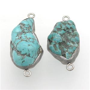 blue raw Turquoise connector, freeform, approx 20-35mm [GM11754]