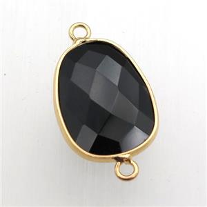 black Onyx Agate teardrop connector, approx 16-22mm [GM11766]