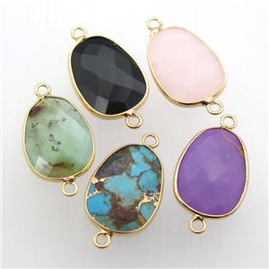 mix Gemstone connector, teardrop, approx 16-22mm [GM11775]