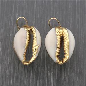 white Conch Shell pendants, gold plated, approx 10-20mm [GM11779]