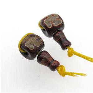 Tibetan Agate Guru Beads, 3holes, Buddhist jewelry, approx 11-12mm [GM11802]